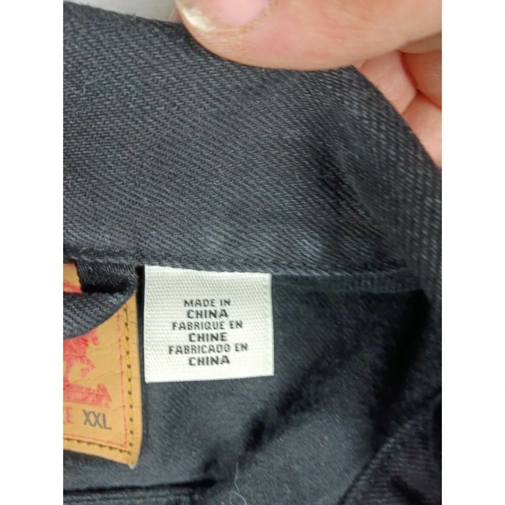 Levis Trucker Jacket Mens XXL Black Denim Button Front Coat Outerwear‎